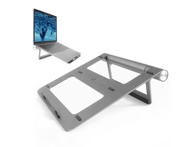 ACT laptop stand with docking station - Grey